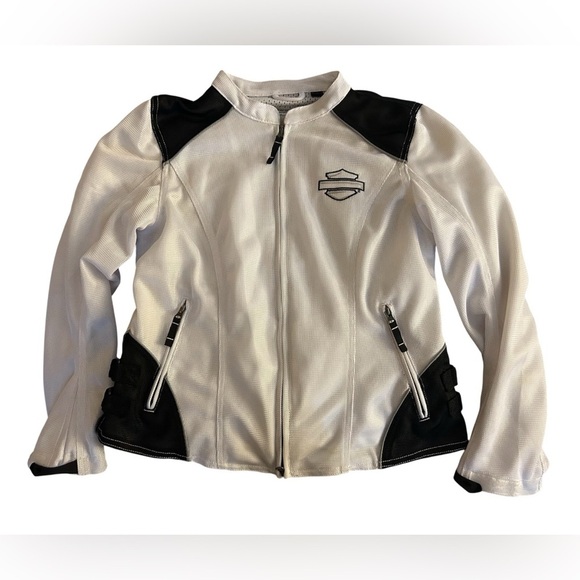 Harley-Davidson Women's Black and White Mesh Riding Jacket - Picture 1 of 8